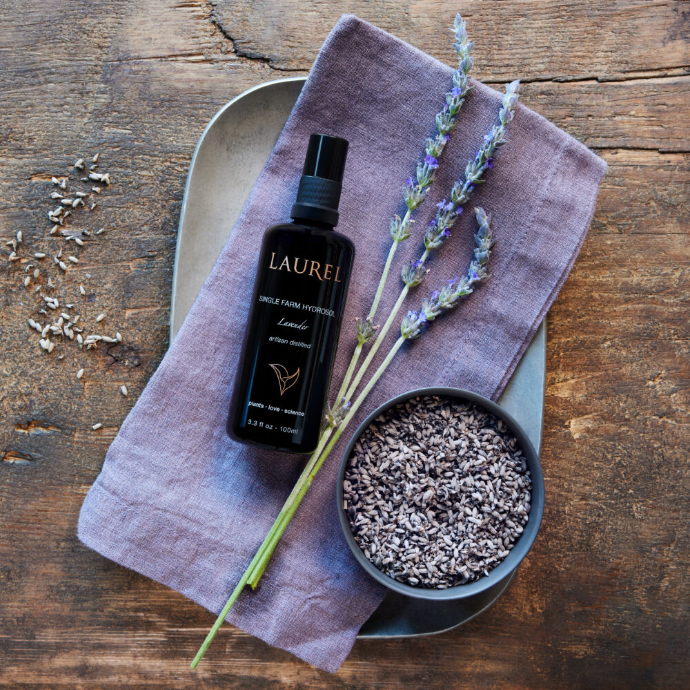 Lavender Single Farm Hydrosol with fresh lavender petals